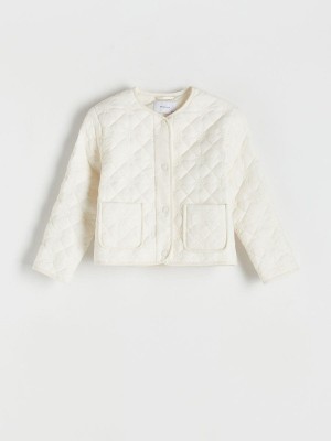 Cream Reserved Quilted Girls' Jackets | GMIY-80624