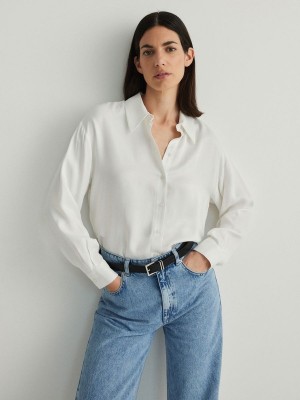 Cream Reserved Viscose Women's Shirts | NGZO-56471