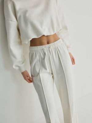 Cream Reserved Wide Leg Women's Trousers | COLA-32609