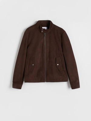 Dark Brown Reserved Faux Suede Men's Jackets | NRVQ-26357