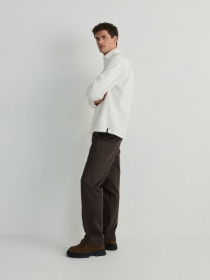 Dark Brown Reserved Regular Fit Chino Men's Trousers | STQP-08614