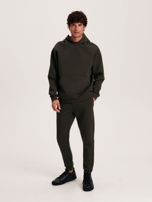 Dark Green Reserved Plain Men's Sweatshirts | CWBG-97613