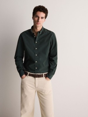 Dark Green Reserved Regular Fit Men's Shirts | UTRZ-67091