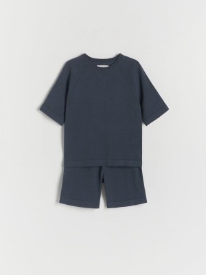 Dark Grey Reserved Oversized Set Boys' T-shirts | SKLD-28960