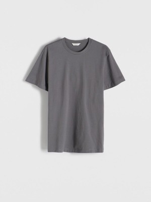 Dark Grey Reserved Regular Fit Men's T-shirts | NKTJ-69754