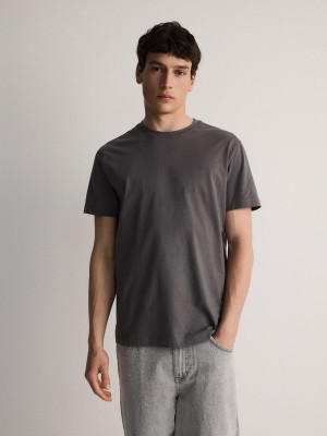 Dark Grey Reserved Regular Fit Men's T-shirts | LTVM-19450