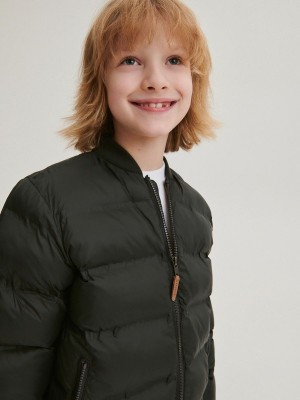 Dark Grey Reserved Stand Up Collar Boys' Jackets | XOUW-53618