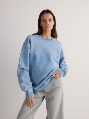 Dark Grey Reserved Sweatwash Effect Women's Sweatshirts | XROG-68739