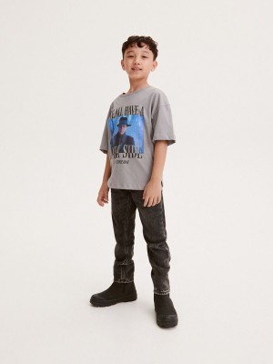 Dark Grey Reserved Wednesday Boys' T-shirts | MBAO-69754