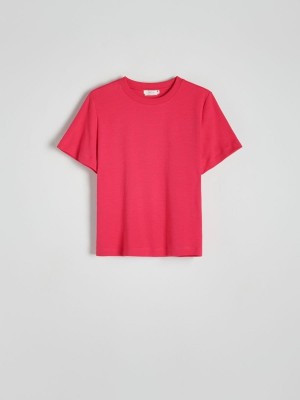 Fuchsia Reserved Mercerised Organic Cotton Women's T-shirts | RSQV-32098