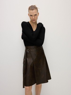 Green Reserved Asymmetric Cargo Women's Skirts | OYCK-90513