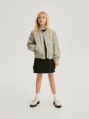 Green Reserved Bomber Girls' Jackets | ONRM-72051