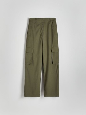 Green Reserved Cargo Pockets Women's Trousers | POHW-56103