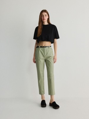 Green Reserved Chino With Women's Trousers | JHNV-86715