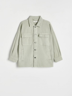 Green Reserved Denim Oversize Boys' Shirts | MFEQ-47905