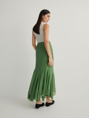 Green Reserved Lyocell Blend Maxi Women's Skirts | STVC-83542