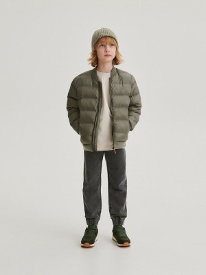 Green Reserved Stand Up Collar Boys' Jackets | OUZM-37961