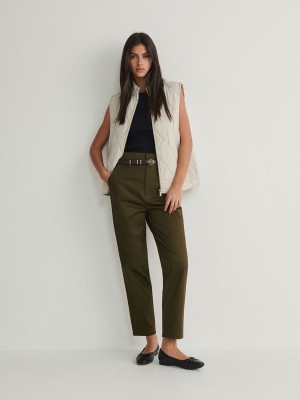 Green Reserved Tie Waist Women's Trousers | INBF-59270