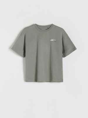 Green Reserved T-print Boys' T-shirts | SOCW-15206