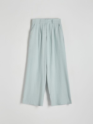 Green Reserved Wide Leg Women's Trousers | QHEM-91826