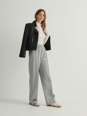 Grey Reserved Pressed Crease Women's Trousers | APVH-75096