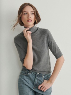 Grey Reserved Turtleneck Women's Shirts | ACIH-37086