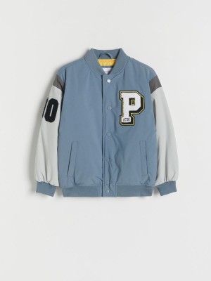 Grey / Blue Reserved Bomber Boys' Jackets | RXAW-32750