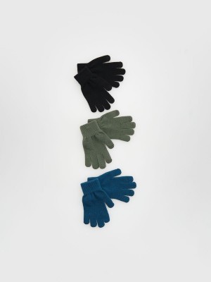 Grey / Blue Reserved Classic 3 Pack Boys' Gloves | WJUS-95023