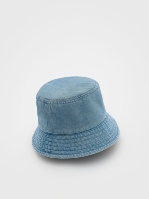 Grey / Blue Reserved Denim Bucket Girls' Hats | UCNK-01964