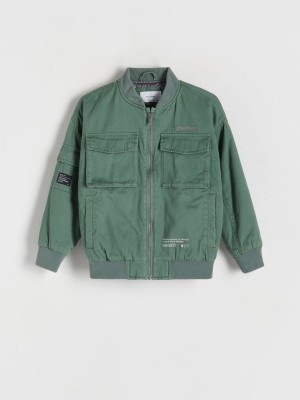 Grey / Green Reserved Oversized Cotton Bomber Boys' Jackets | NLJG-93710