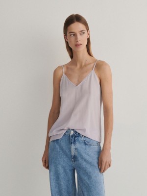 Lavender Reserved Silk Top Women's Shirts | MHSC-02496