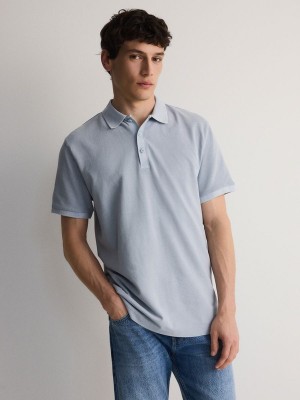 Light Blue Reserved Regular Fit Men's Polo Shirts | WVIJ-64571