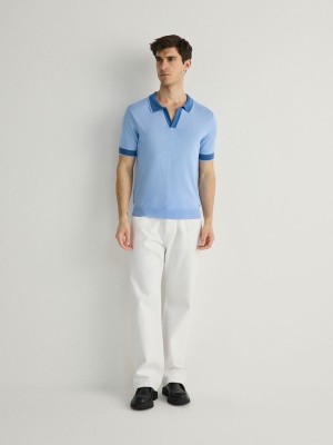 Light Blue Reserved Regular Fit Men's Polo Shirts | TVXN-69810