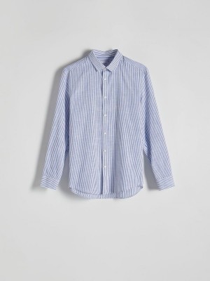 Light Blue Reserved Regular Fit Striped Men's Shirts | CLQY-93285