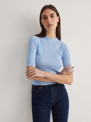 Light Blue Reserved Striped Women's Sweaters | PKJA-62037