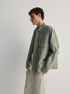 Light Green Reserved Collar Men's Jackets | FRAD-69347