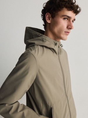 Light Green Reserved Plain Hooded Men's Jackets | ZCAE-52068