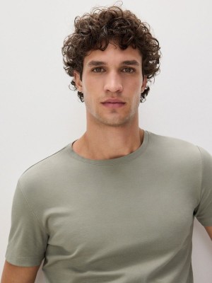 Light Green Reserved Slim Fit Men's T-shirts | SCNR-47056