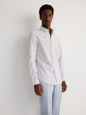 Light Grey Reserved Boxy Men's Shirts | BFPQ-04732