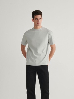 Light Grey Reserved Boxy Men's T-shirts | IEUC-08156