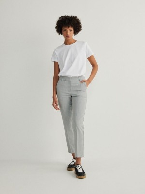 Light Grey Reserved Cigaretteviscose Blend Women's Trousers | SWZR-09275