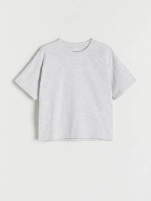 Light Grey Reserved Cotton Girls' T-shirts | IURL-31572