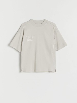 Light Grey Reserved Oversized Boys' T-shirts | BZHT-32460