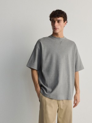 Light Grey Reserved Oversized Men's T-shirts | PFZM-59132