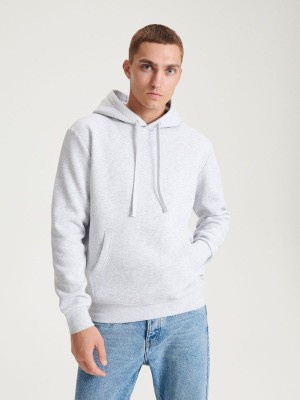 Light Grey Reserved Plain Cotton Rich Men's Sweatshirts | FGIZ-34950