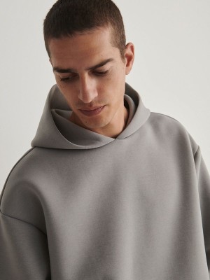 Light Grey Reserved Plain Men's Sweatshirts | LZWF-85219