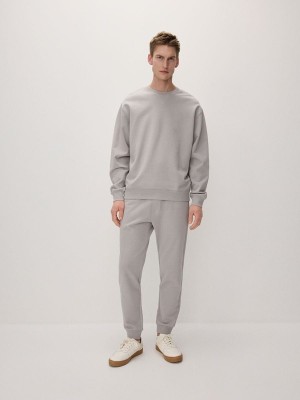 Light Grey Reserved Plain Men's Sweatshirts | QIHD-23190