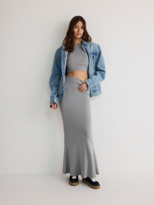 Light Grey Reserved Viscose Jersey Women's Skirts | UQTP-29408