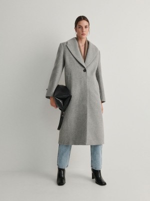 Light Grey Reserved Wool Rich Women's Coats | AWVC-78125