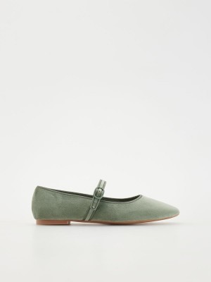 Light Olive Reserved Ballerinas Women's Loafers | VXSO-81975